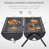 Outsunny Portable Folding Charcoal BBQ Grill Outdoor Tabletop Barbecue Grill Easy to Carry for Garden Camping Picnic Party(m-6)