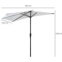 Outsunny PARASOL OGRODOWY ALUMINIOWY Z KORBKĄ PÓŁKOLISTY kremowy(m-3)