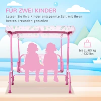 Outsunny Kinder Hollywoodschaukel 2-Sitzer Kinderschaukel mit verstellbarem Sonnendach Gartenschaukel für 3-6 Jahre Kinder Metall Rosa 110 x 74 x 113 cm(m-7)