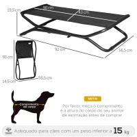 PawHut Cama Elevada para Cães Dobrável Cama para Animais de Estimação Pequenos e Médios com Tecido de Malha Respirável Estrutura de Aço para Interior e Exterior 92x56,5x19,5cm Preto(m-3)