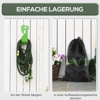Outsunny Gartenschlauch flexibel 22,5 m mit 10 Funktionen Sprühdüse Wasserschlauch mit 1/2 Zoll & 3/4 Zoll Anschluss Schlauch dehnbar für Autowäsche Bewässerung(m-6)