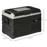 Outsunny Geleira Elétrica de Compressor Portátil 35L Geleira de Carro CC 127/24V até -20℃ com Ecrã LED Tátil e 2 Alças Laterais 60x40x44cm Preto(m-3)