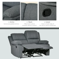 HOMCOM Double Seat Reclining Loveseat Recliner PU Faux Leather Pullback Control with Footrest-Dark Grey(m-5)