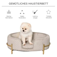 PawHut Huisdierenbank hondenbank kattenbank zacht rugleuning metalen poten grijs(m-6)
