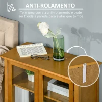 HOMCOM Aparador Auxiliar com 2 Portas de Vidro Armário de Sala de Estar Múltiuso com 2 Prateleiras Interiores Ajustáveis Estilo Rústico para Cozinha Sala de Jantar 66x31,8x86,8 cm Nogueira(m-6)
