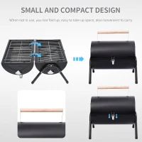 Outsunny Portable Folding Charcoal BBQ Grill Outdoor Tabletop Barbecue Grill Easy to Carry for Garden Camping Picnic Party(m-5)