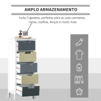 HOMCOM Cómoda de Madeira com 5 Gavetas Cómoda Auxiliar de Armazenamento com Pés Elevados Estilo Moderno para Dormitório Sala de Estar Casa de Banho 35x28x90,5cm Multicor(m-5)