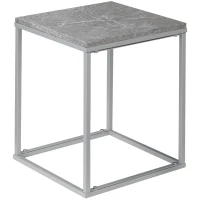 Outsunny Moderne Bijzettafel voor Buiten – Grijs Marmeren Tafelblad met Metaal Frame, Geschikt voor Tuin en Terras(m-10)