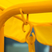 Outsunny huśtawka dziecięca z dachem 2-osobowa huśtawka dla dzieci z regulowanym daszkiem przeciwsłonecznym huśtawka ogrodowa dla dzieci w wieku 3–6 lat metal kolor żółty 110 x 74 x 113 cm(m-9)