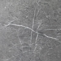 Outsunny Moderne Bijzettafel voor Buiten – Grijs Marmeren Tafelblad met Metaal Frame, Geschikt voor Tuin en Terras(m-7)