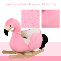 HOMCOM Schommelpaard met veiligheidsgordel schommelspeelgoed flamingo handgrepen pluche(m-7)