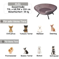 PawHut Hundesofa in Beckenform mit Weichem Bezug, Haustiersofa mit Metallbeinen, Hundebett, Katzensofa, 74 x 68,5 x 31 cm(m-7)