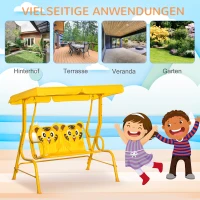 Outsunny kinderschommelstoel met dak voor 3-6 jaar geel 110 x 74 x 113 cm(m-6)