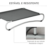 PawHut Cama Elevada para Cães Pequenos Médios Cama para Animais de Estimação com Tecido de Malha Respirável Estrutura Curvada de Aço para Interior e Exterior 110x60x20cm Cinza(m-5)
