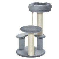 PawHut Kattenboom klimboom speelboom kattenbed kattenkrabboom grijs(m-11)
