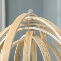 HOMCOM Candeeiro de Pé com Ecrã Giratório de 360° Interruptor de Pé LED E27 Máx. 40W Base de Madeira Candeeiro de Pé para Sala de Estar Dormitório Estúdio 38x38x160cm Natural(m-8)