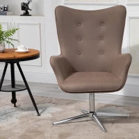 HOMCOM Poltrona Girevole 360° da Ufficio o Studio, Design Vintage con Braccioli e Imbottitura, Scamosciata, 71 x 74 x 106cm(m-2)