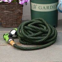 Outsunny Gartenschlauch flexibel 30 m mit 10 Funktionen Sprühdüse Wasserschlauch mit 1/2 Zoll & 3/4 Zoll Anschluss Schlauch dehnbar für Autowäsche Bewässerung(m-8)