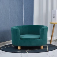 PawHut Sofa dla psa z miękkim obiciem okrągłe legowisko dla psa sofa dla zwierząt domowych z drewnianymi nogami(m-9)