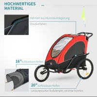 HOMCOM 3-in-1 jogger kinderaanhanger fietsaanhanger(m-7)