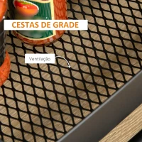 HOMCOM Carrinho de Cozinha com Rodas Carrinho de Armazenamento de 3 Níveis e Rodas com Freio para Sala de Estar Dormitório Escritório 46x34,5x76,5cm Preto(m-5)