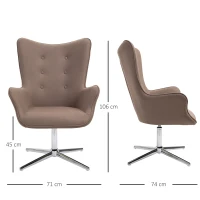 HOMCOM Poltrona Girevole 360° da Ufficio o Studio, Design Vintage con Braccioli e Imbottitura, Scamosciata, 71 x 74 x 106cm(m-3)