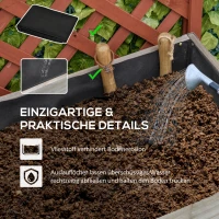 Outsunny Hochbeet Pflanzkasten mit 2 faltbaren Ablagen unterer Ablagefläche Blumenkasten Blumentopf Kräuterbeet Massivholz Hellgrau 140 x 46 x 75,5 cm(m-7)