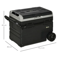 Outsunny Geleira Elétrica de Compressor Portátil 40L Geleira de Carro CC 12V/24V até -20℃ com Ecrã LED Tátil Alça Retrátil e Rodas 71,1x46x44 cm Preto(m-3)