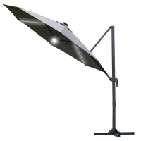 Parasol 3 x 3 m, parasol na wysięgniku, aluminiowy, Parasol rzymski z oświetleniem solarnym LED, z możliwością obracania o 360°(m-7)