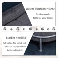 PawHut Hondenbank met rugleuning huisdierenbank met metalen poten hondenbed kattenbank(m-7)