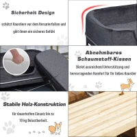 PawHut Hondenbank met rugleuning huisdierenbank met metalen poten hondenbed kattenbank(m-6)