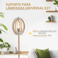 HOMCOM Candeeiro de Pé com Ecrã Giratório de 360° Interruptor de Pé LED E27 Máx. 40W Base de Madeira Candeeiro de Pé para Sala de Estar Dormitório Estúdio 38x38x160cm Natural(m-4)