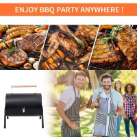 Outsunny Portable Folding Charcoal BBQ Grill Outdoor Tabletop Barbecue Grill Easy to Carry for Garden Camping Picnic Party(m-7)