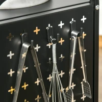 HOMCOM Carrinho de Cozinha com Rodas Carrinho de Armazenamento de 3 Níveis com 5 Ganchos 2 Cestas Alça de Transporte e Rodas com Freio para Casa de Banho Escritório Dormitório 70x33,4x80,5cm Preto(m-9)