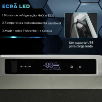 Outsunny Geleira Elétrica de Compressor Portátil 40L Geleira de Carro CC 12V/24V até -20℃ com Ecrã LED Tátil Alça Retrátil e Rodas 71,1x46x44 cm Preto(m-5)