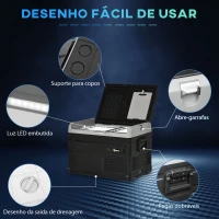 Outsunny Geleira Elétrica de Compressor Portátil 35L Geleira de Carro CC 127/24V até -20℃ com Ecrã LED Tátil e 2 Alças Laterais 60x40x44cm Preto(m-7)