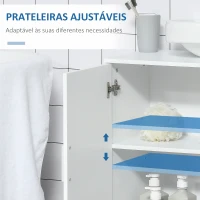 kleankin Móvel para Lavatório Pousar Armário Casa de Banho de Madeira com 2 Portas e Prateleira Interior Ajustável Moderno 60x30x60cm Branco(m-6)