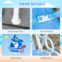 Outsunny Kinder Hollywoodschaukel 2-Sitzer Kinderschaukel mit verstellbarem Sonnendach Gartenschaukel für 3-6 Jahre Kinder Metall Blau 110 x 74 x 113 cm(m-5)