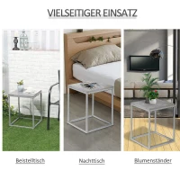 Outsunny Moderne Bijzettafel voor Buiten – Grijs Marmeren Tafelblad met Metaal Frame, Geschikt voor Tuin en Terras(m-5)