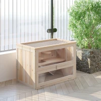 PawHut Houten knaagdierenkooi kooi muizenkooi ratten chinchillakooi klein huisdier 60 x 35 x 42 cm(m-2)