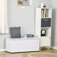 HOMCOM Baú de Armazenamento de Madeira Banco de Armazenamento para Dormitório Sala de Estar Carga Máxima 60kg 100x40x40 Branco(m-5)