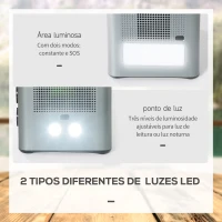 Outsunny Estação de Energia Portátil com Bateria de Litio de 614,4Wh Saídas de CA Tipo-C USB Gerador Elétrico Portátil com Luz LED de 2 Modos para Viagem Emergência 29x20,5x21cm Cinza(m-6)