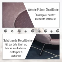 PawHut Hundesofa in Beckenform mit Weichem Bezug, Haustiersofa mit Metallbeinen, Hundebett, Katzensofa, 74 x 68,5 x 31 cm(m-6)