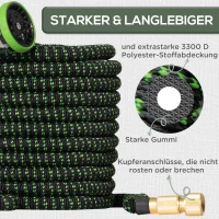 Outsunny Gartenschlauch flexibel 22,5 m mit 10 Funktionen Sprühdüse Wasserschlauch mit 1/2 Zoll & 3/4 Zoll Anschluss Schlauch dehnbar für Autowäsche Bewässerung(m-7)