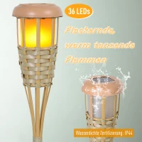 Outsunny® Solarleuchte Gartenlicht 2er-Set Lampe Flamme 36 LEDs Wasserdicht ABS Ø12 x 116 cm(m-6)