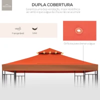 Outsunny Toldo de Substituição 3x3m para Pérgolas Toldo de Substituição de Pérgolas de Jardim Terracota(m-5)