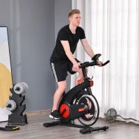 HOMCOM Fahrradtrainer Indoor Heimtrainer mit 8KG Schwungrad Home Gym Cycling Bike Trainer Fitnessfahrrad Stufenlos Widerstand Stahl 107 x 52 x 104-119 cm(m-2)