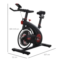 HOMCOM Fahrradtrainer Indoor Heimtrainer mit 8KG Schwungrad Home Gym Cycling Bike Trainer Fitnessfahrrad Stufenlos Widerstand Stahl 107 x 52 x 104-119 cm(m-3)