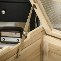 PawHut Kleintierkäfig mit Rampe Massivholz Natur 78 cm x 40 cm x 44 cm(m-9)