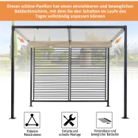 Pawilon pergola namiot imprezowy zadaszenie dach z tkaniny z możliwością regulacji poliester beżowy(m-5)